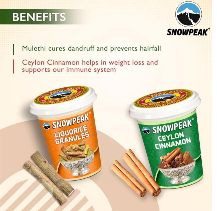 Snowpeak Snowpeak Combo Pack of Liquorice (Mulethi) Granules (50g) and Ceylon Cinnamon (Dalchini - 40g), 100% Naturally Sourced, Boosts Immune System