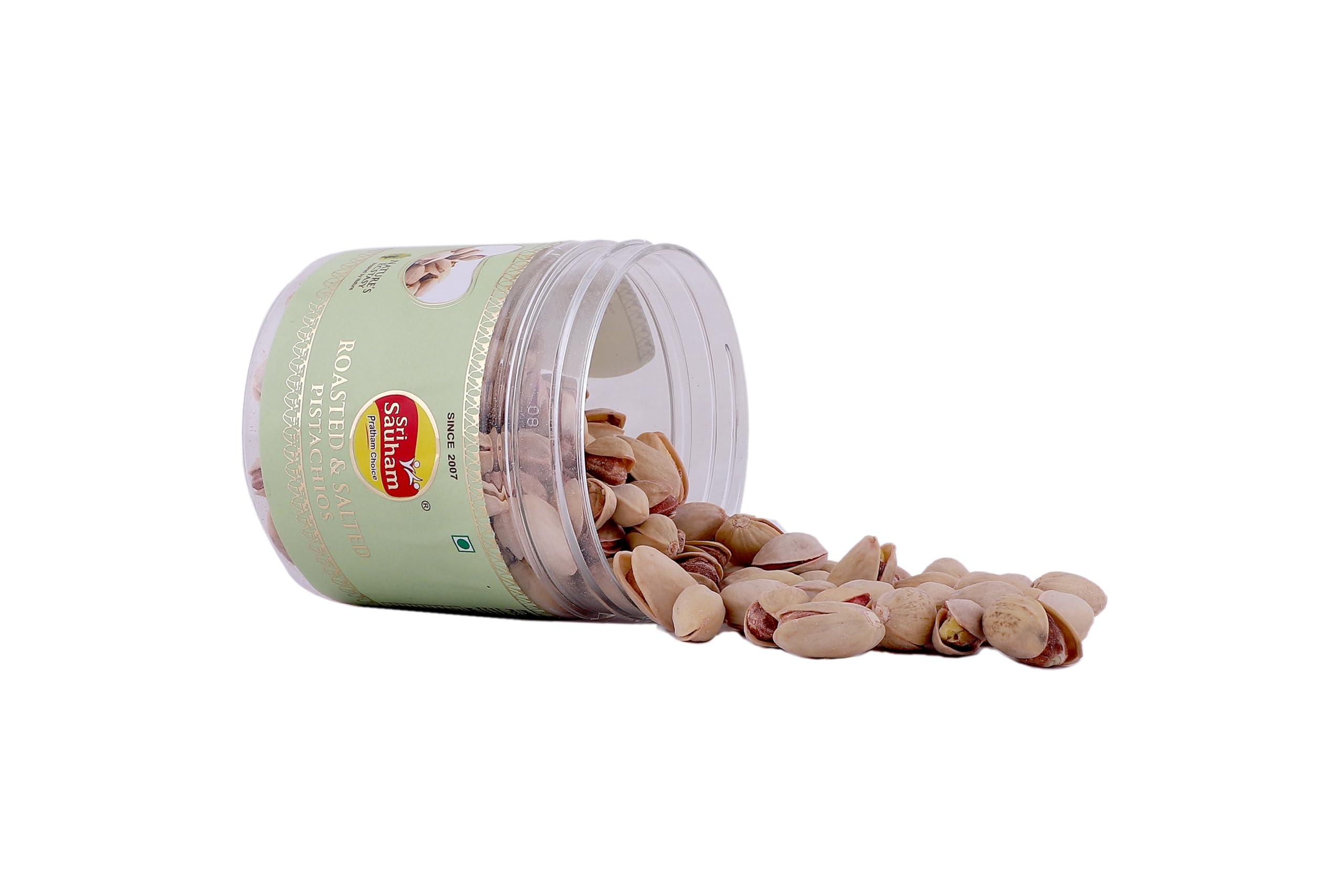 SRI SAUHAM Sri Sauham Pistachios Dry Fruits - Premium Green Pista Nuts - 150gm Packet of Whole Plain Roasted Pistachio Kernels - Unsalted With Shell, Nutty, Raw, Salt-Free - Value Pack
