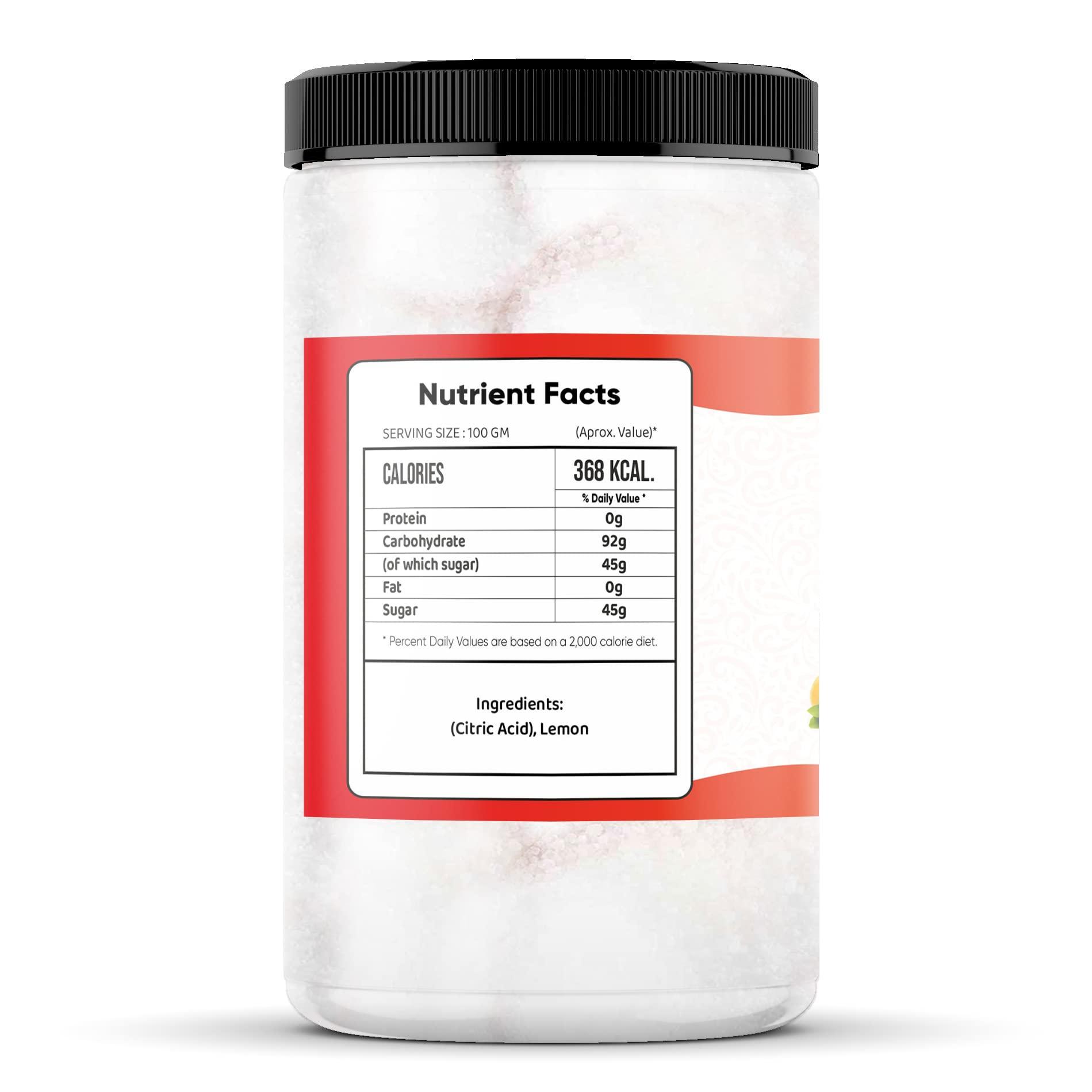 NUTRIGRASS NUTRIGRASS Citric Acid Nimbu Sat 600 gm Lemon Salt Pure Citric Acid Crystals Nimbusat Tatri [ Jar Pack ] 600g