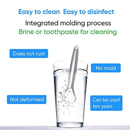 Sestball 2 Pack Tongue Scraper Cleaner for Adults & Kids, Medical Grade Metal Tongue Scrapers with Travel Case, Wide-Head Tongue Cleaners Set for Fresh Breath Dental Eliminate Bad Breath in Seconds