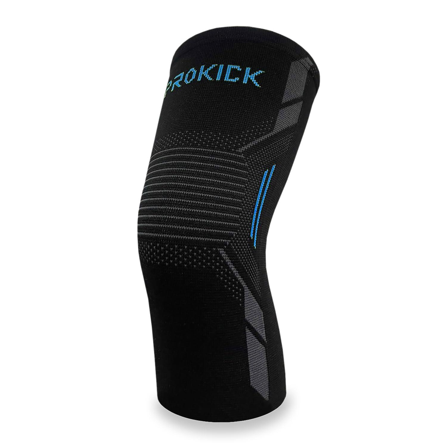 Prokick Prokick Powerflex Compression Knee Support | Stretchable Knee Cap Support for Sports & GYM | Suitable for Both Men and Women, Black/Blue - Medium