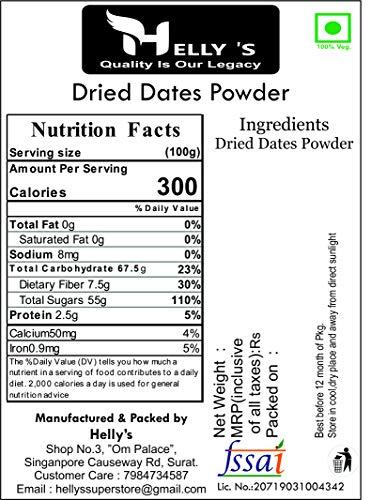 Helly's Helly's Dry Dates Powder ( Khajur / Kharik Powder ) | 500gm | Natural Sweetener | Sugar Alternative for Coffee