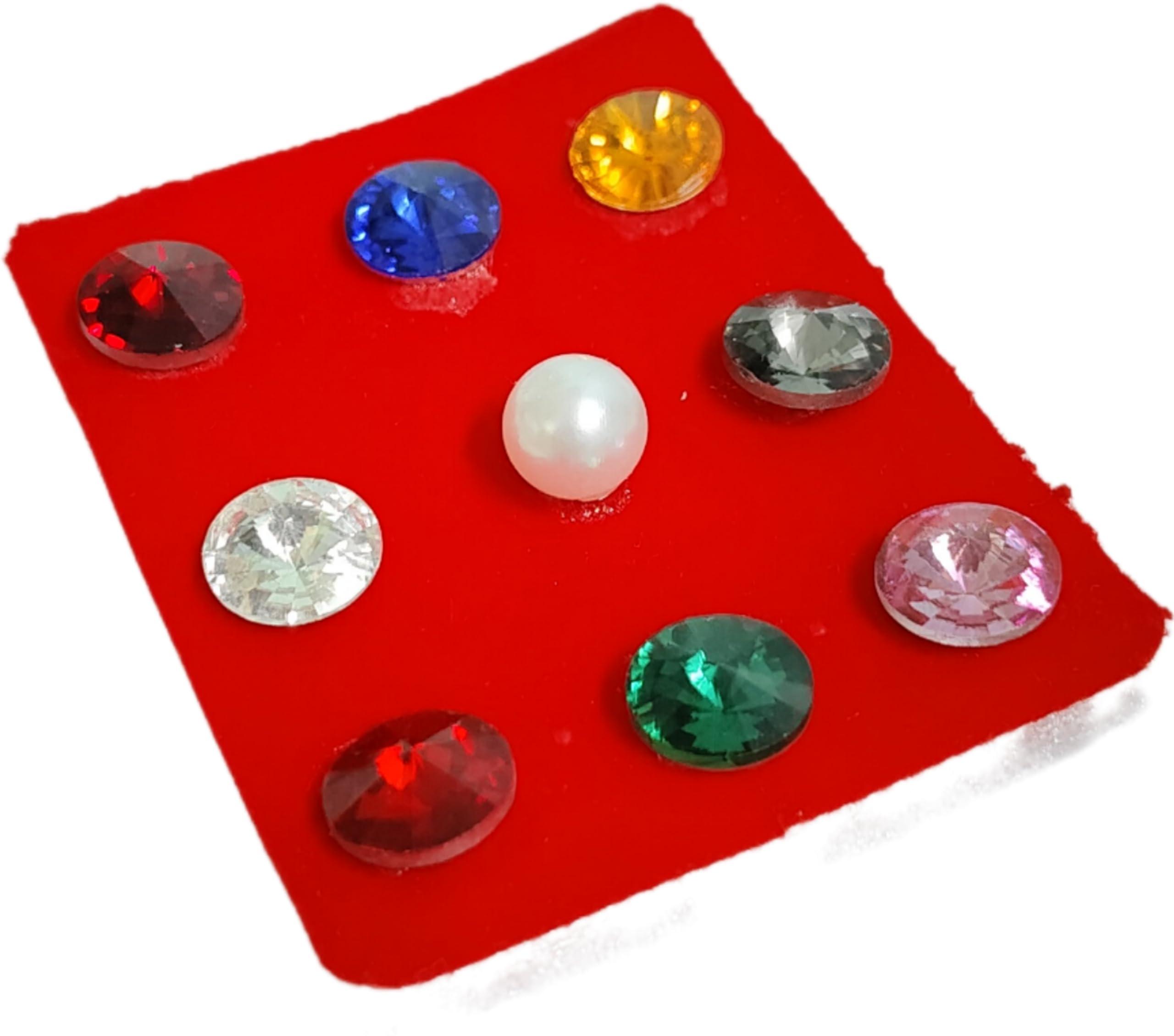 HOPE KART HOPE KART Panchratna Navratna Stones Set for Pooja Samagri Main Door Puja, Multicolour (Navratna Stones, Medium)