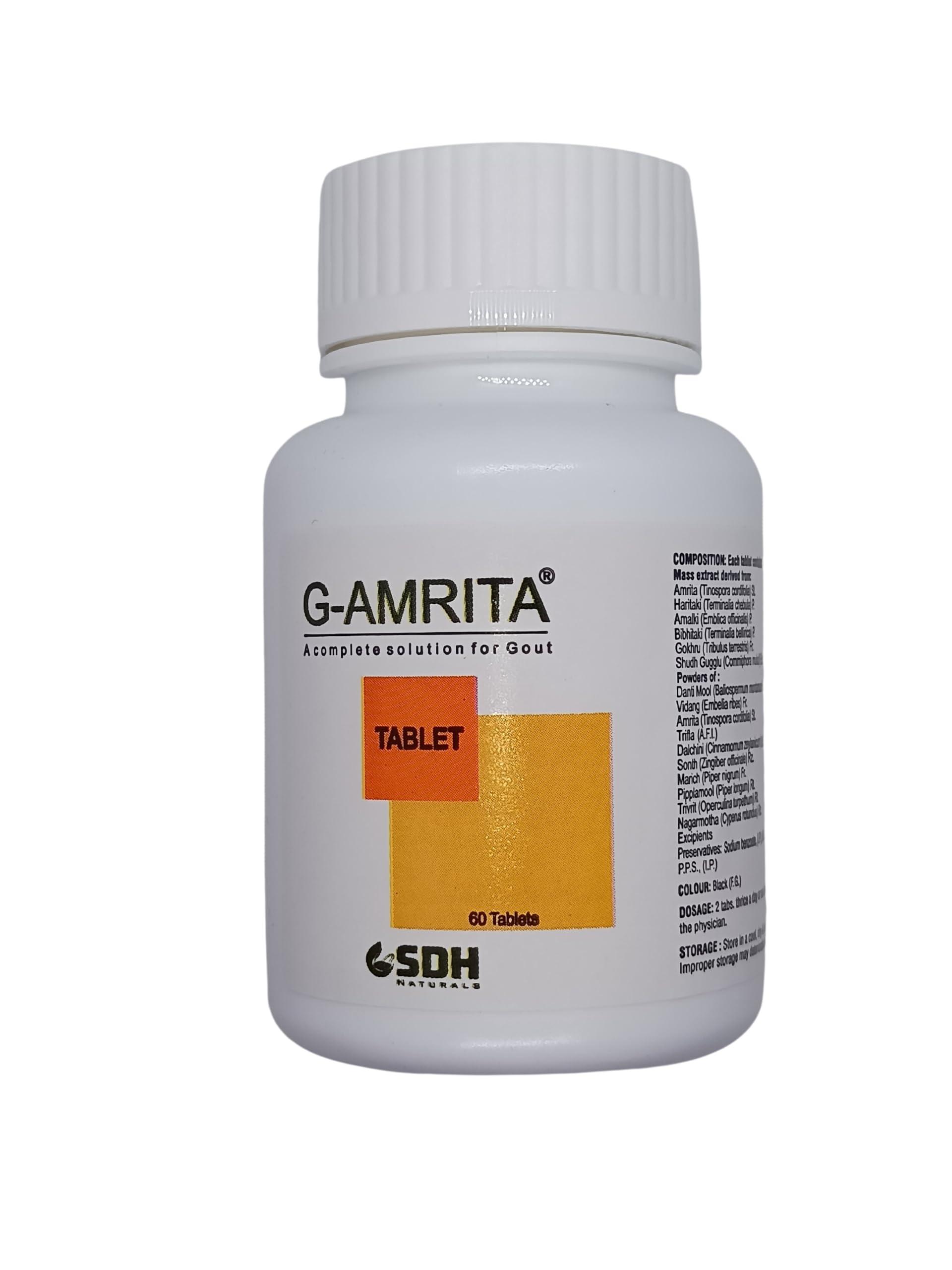 Generic SDH Natural\'s G Amrita Tablets - Helps in Gout, Joint Pain Relief by Healthy Uric Acid Level, Helps Reduce Swelling and Pain, Natural Supplement for Joint care, Ayurvedic (Pack of 2) (120 Tablets)