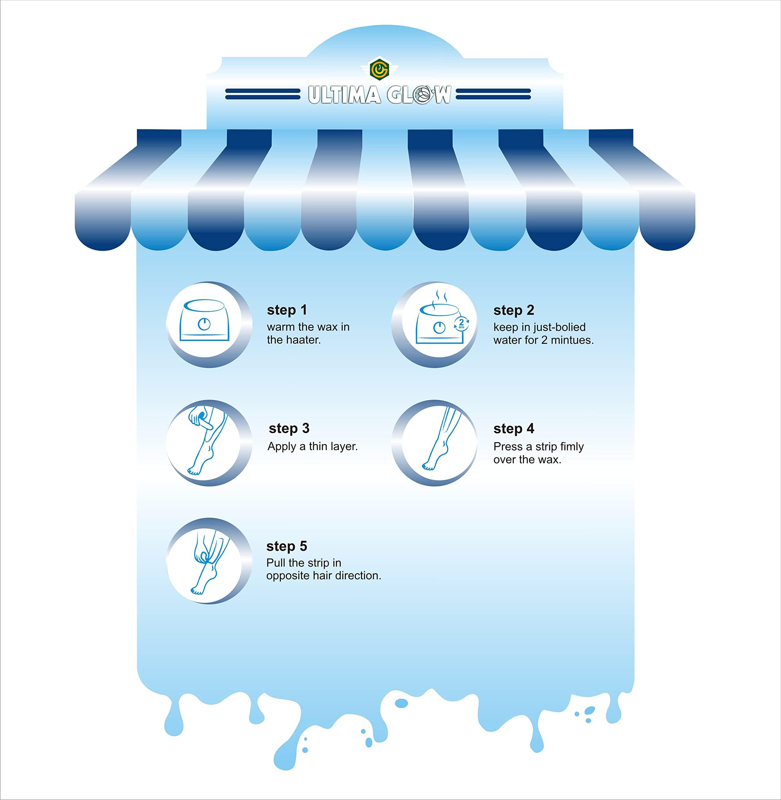 ULTIMA GLOW ULTIMA GLOW dark chocolate strip and stick wax 600 gram Hair Removal Wax For Arms, Legs, Chest, Back, and Full Body | Men & Women | Tan Removal | All skin Type (blue)