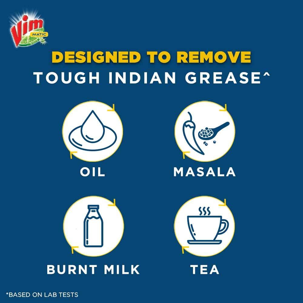 VIM Vim Matic Dishwash Detergent Powder, 1 kg | Suitable For All Dishwashers | With Powerful Enzymes To Cut Through Grease And Tough Stains (Pack of 5)