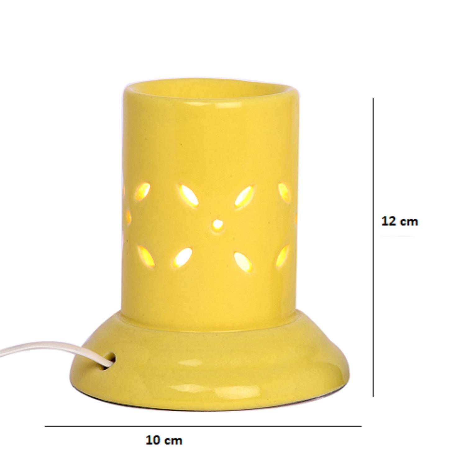 Lyallpur Stores Electric Flower Ceramic Diffuser- Yellow Color | Pack Consists of 1 Diffuser With 1 Fragrance Oil Free | By Yesno.in