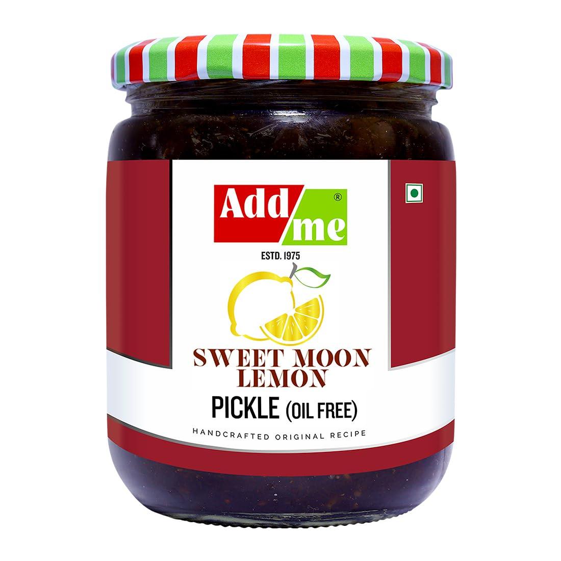 Add me Add me sweet lemon pickle 600 gm | Khatta Meetha nimbu ka achar, lemon pickle sweet and sour without oil sweet lime pickle Homemade Recipe & Taste Glass Pack.