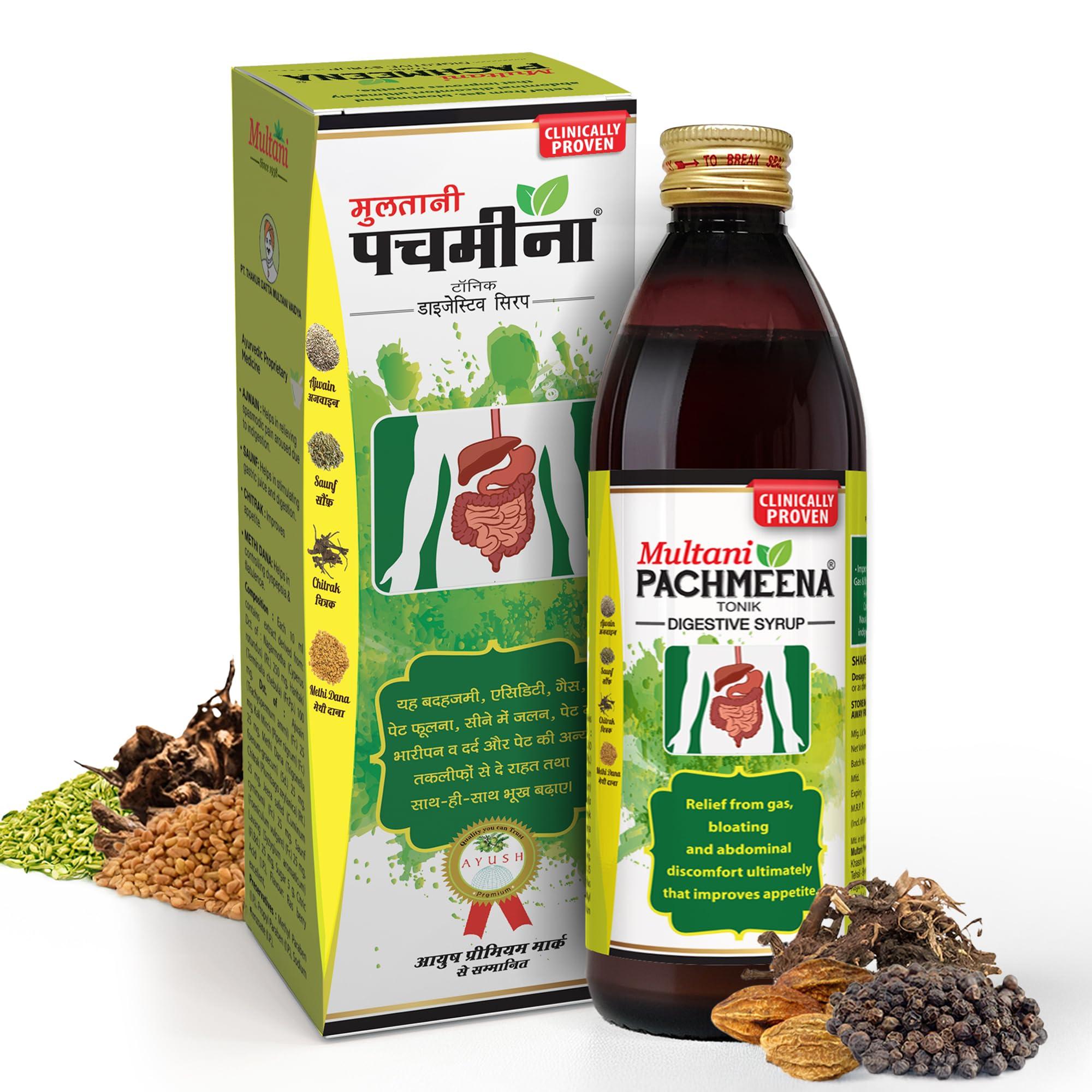 Multani Multani Pachmeena Tonik Digestive Syrup |Ayurvedic Products For Better Digestion | Relief From Gas, Bloating, Abdominal Discomfort | Improves Appetite 100% Natural & Ayurvedic | 300 Ml