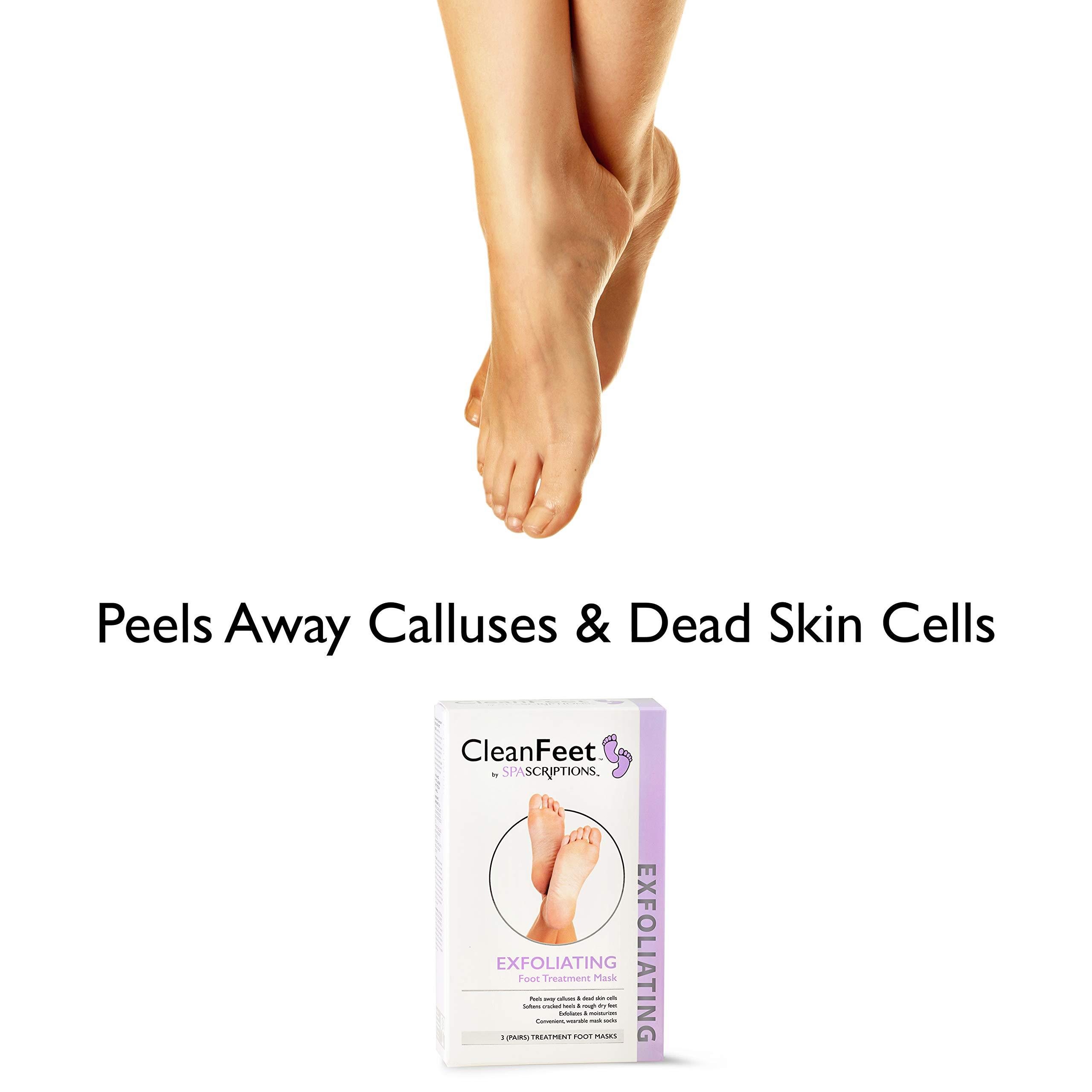 SpaScriptions Spascriptions Treatment Foot Spa Mask Peeling Away Calluses and Dead Skin for Men & Women Baby Soft Skin - 3 Pairs (Exfoliating)