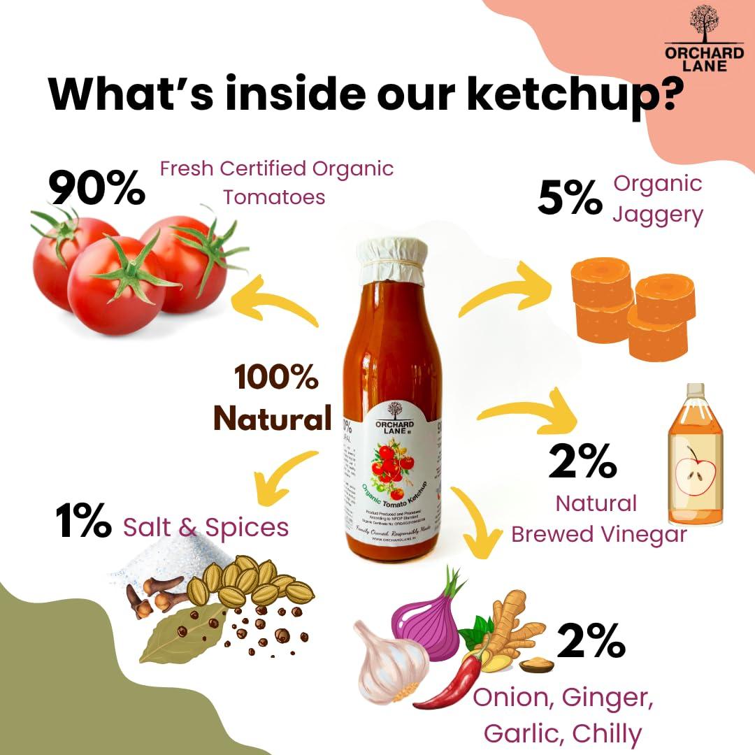 Orchard Lane Orchard Lane Healthy Tomato Ketchup Made With Jaggery And Natural Spices | Homemade Taste | No Preservatives No Msg | Gluten Free| Keto Friendly| Vegan - 350 G