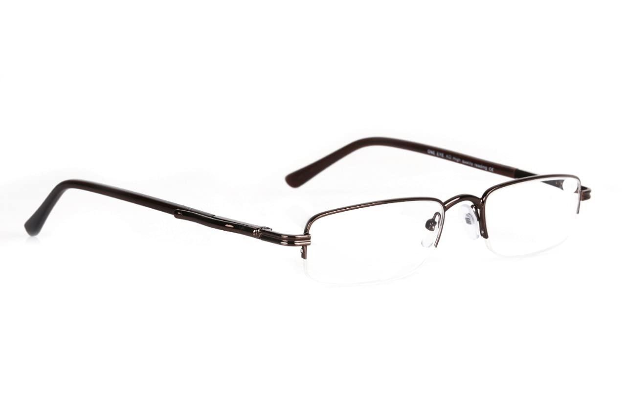 IMPULSE IMPULSE Metal Half Rim Near Vision Reading Glasses For Men and Women (+2.00, Brown)