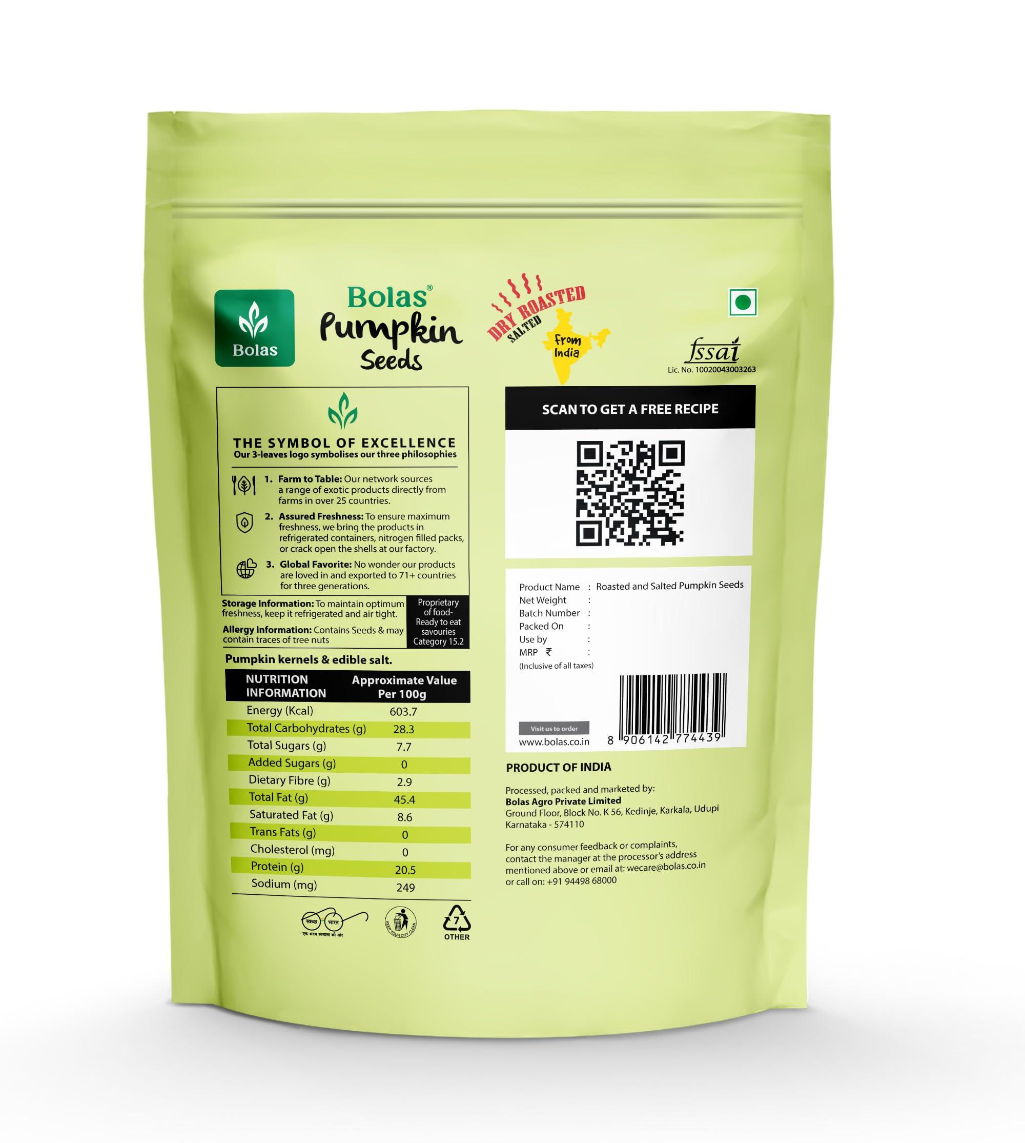 Bolas Bolas Salted and Roasted Pumpkin Seeds 1Kg (200gX5)