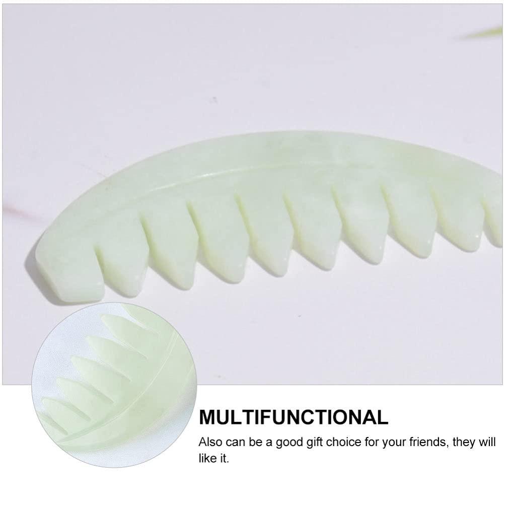 wowobjects Wowobjects Jade Massage Comb Jade Hair Comb Jade Guasha Scalp Massager Head Therapy Massage Comb Scalp Massager for Scalp Care Acupoint Treatment White