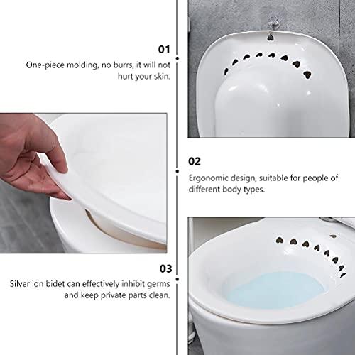 HEALLILY 1Pc Sitz Bath Toilet Seat Sitz Bath Silver Iron Wash Basin Private Part Cleaner