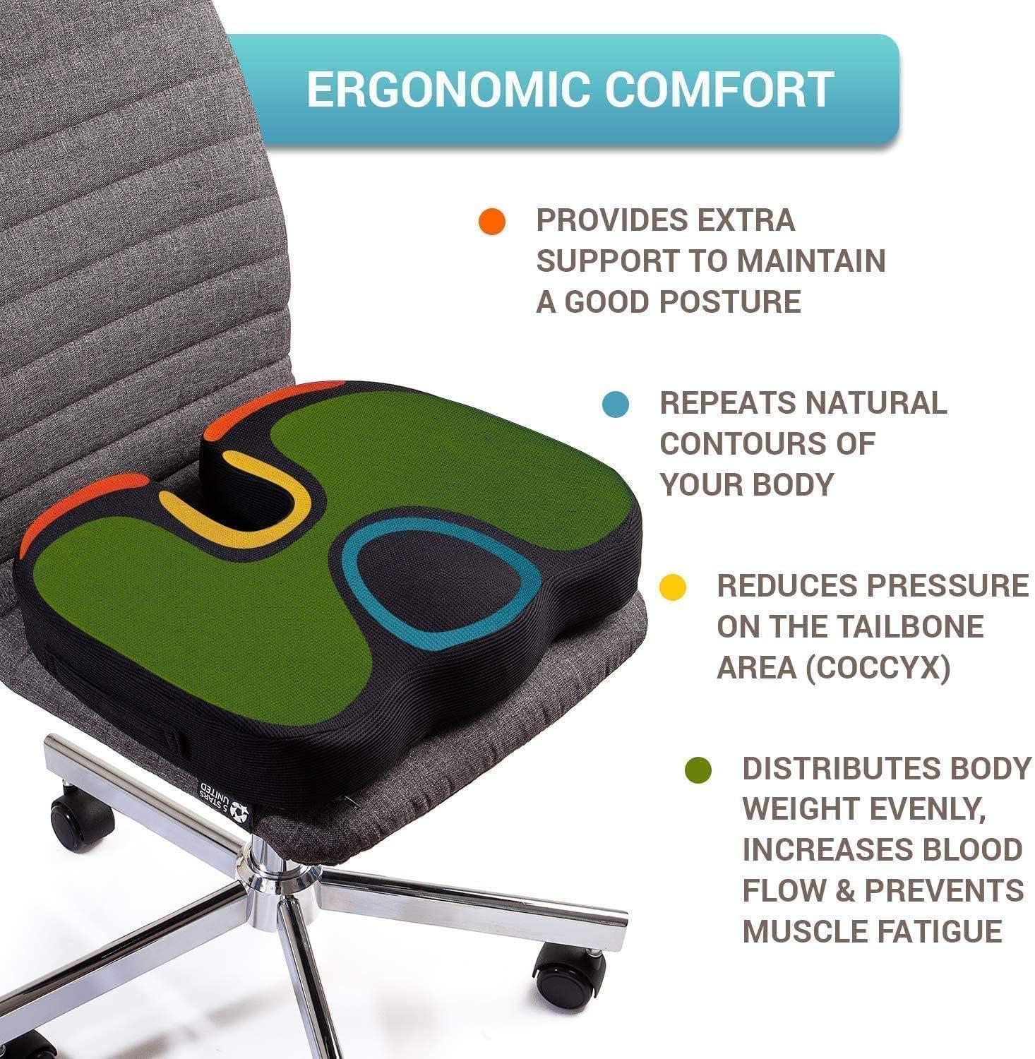 Oshotto Oshotto Orthopedic Memory Foam Coccyx Seat Cushion for Tailbone, Sciatica Pain Relief Hip Support for Office, Cars, Chair Compatible with BMW 7 Series