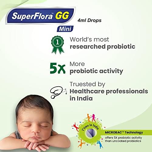 Sundyota Lifecare Sundyota's Superflora GG Probiotic Supplement MINI Drops | Specially designed for baby for diarrhoea in kids and badies | 5x superior efficacy | Flavor-less lactobacillus probiotic | 4ml Mini Pack