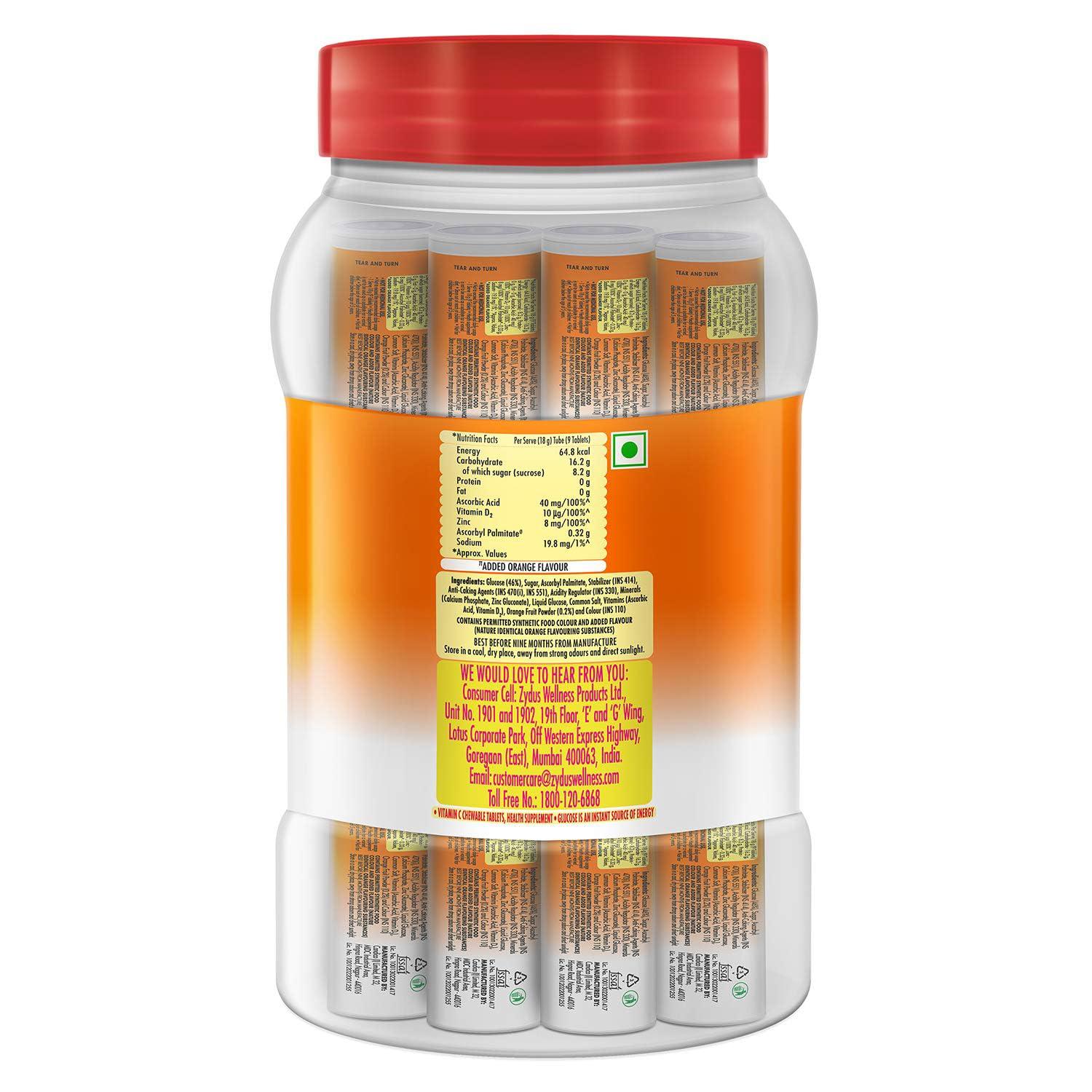 Glucon-D Glucon-D Immunovolt Energy Bite Tube (9 Chewable Tablets) 18gm (Orange - Pack of 20 Tubes)