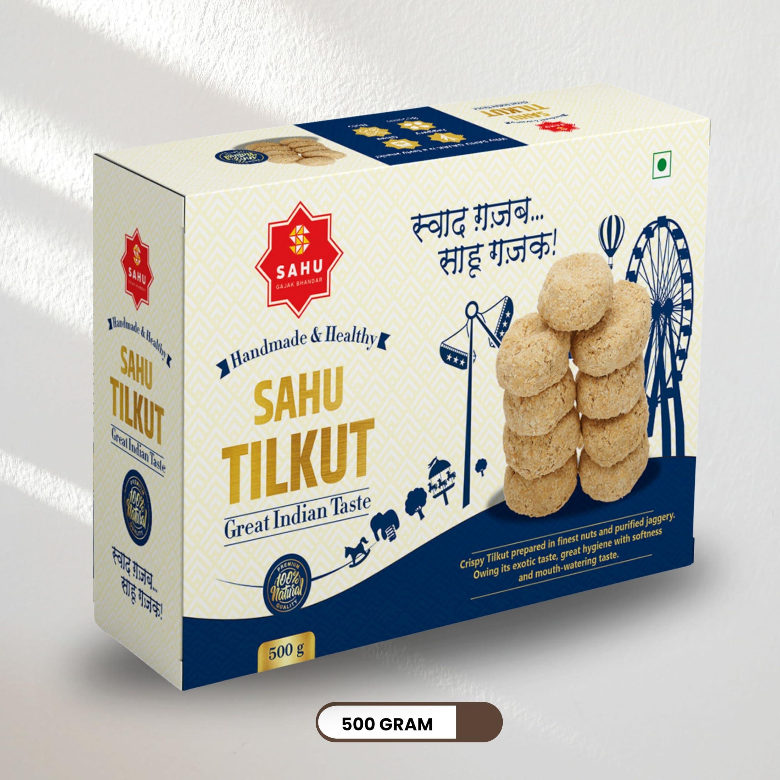 SAHU GAJAK BHANDAR SAHU GAJAK BHANDAR Sahu Tilkut Gajak 500 Gram | Kutema Gajjak | Tilkatri | Tilkoot | Tilkut | Sweets and Snacks | No Added Preservatives
