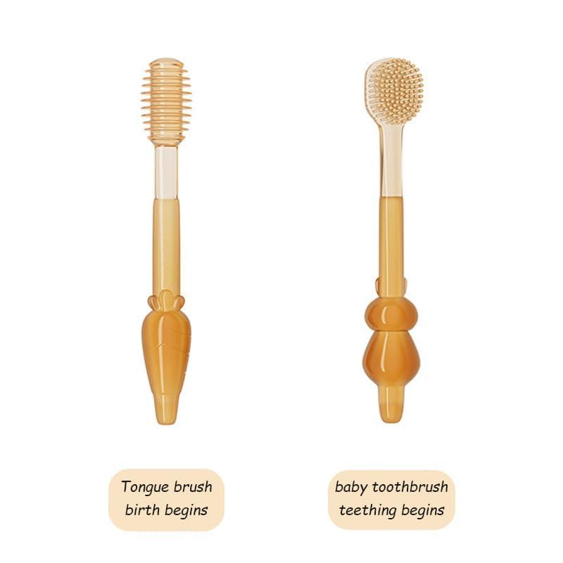 BYKOINE BYKOINE 3 In1 Baby Silicone Toothbrush Set,Baby Toothbrush and Baby Tongue Cleaner for Toddler Oral Care, Soft Silicone Toothbrush (Pack Of 01)