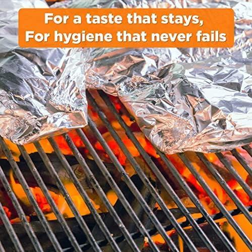 Mom\'s Kitchen Mom\'s Kitchen Silver Foil Aluminium Foil for Food Wrap, Packing, and Food Packaging Hot Wrap Aluminium Foil for Food Packing, Cooking, and Baking 18 Microns Thickness (450, Grams)