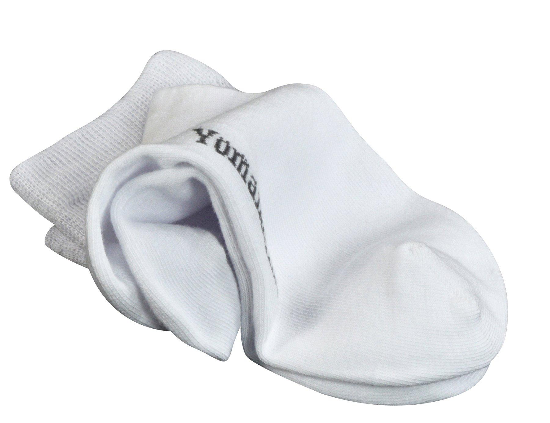 Yomandamor Yomandamor Men\'s 6 Pairs Combed Cotton Diabetic Ankle Socks with Seamless Toe and Non-Binding Top, 6 Pairs White, 10-13