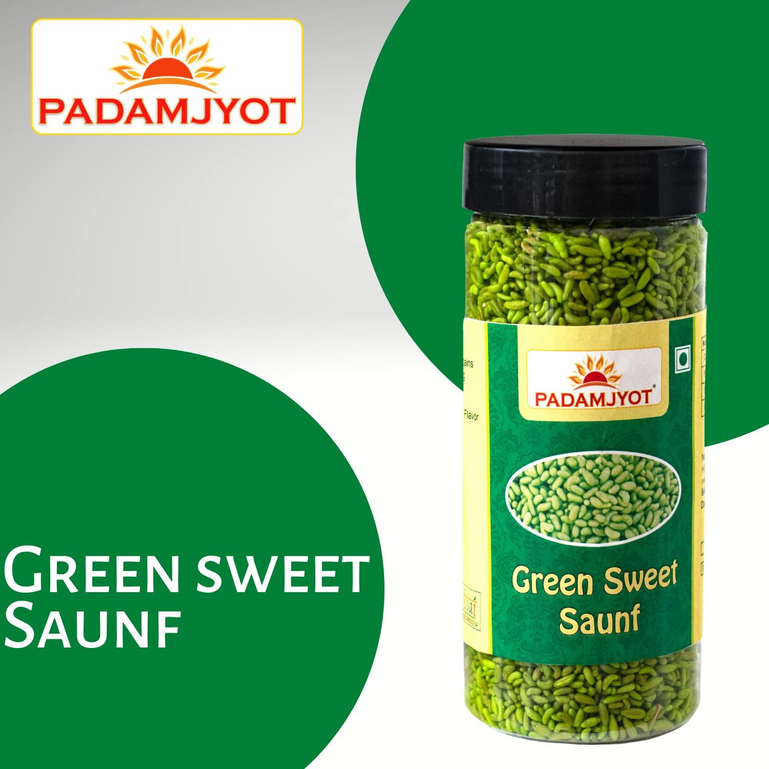PADAMJYOT PADAMJYOT Green saunf | Sugar Coated Saunf | Green Sweet Saunf | Green Fennel Seeds | Peppermint Fennel Seeds | Sweet Fennel Seeds | Saunf mukhwas | Fennel Seeds Mouth Freshener | Post-Dinner Mouth Freshener | Sweet Cumin Seeds | Peppermint Fennel Se