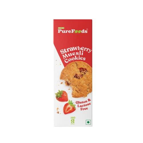ROLLINS PureFoods PureFoods Strawberry Muesli Cookies | 100% Natural & Healthy | Gluten Free Protein Breakfast | Pack Of 1, 140g