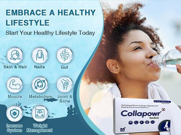 Medicyes Collapowr Marine Collagen peptides, Rosehip And Vitamin-C Sachet(Orange Flavour) (10 x 10 g)