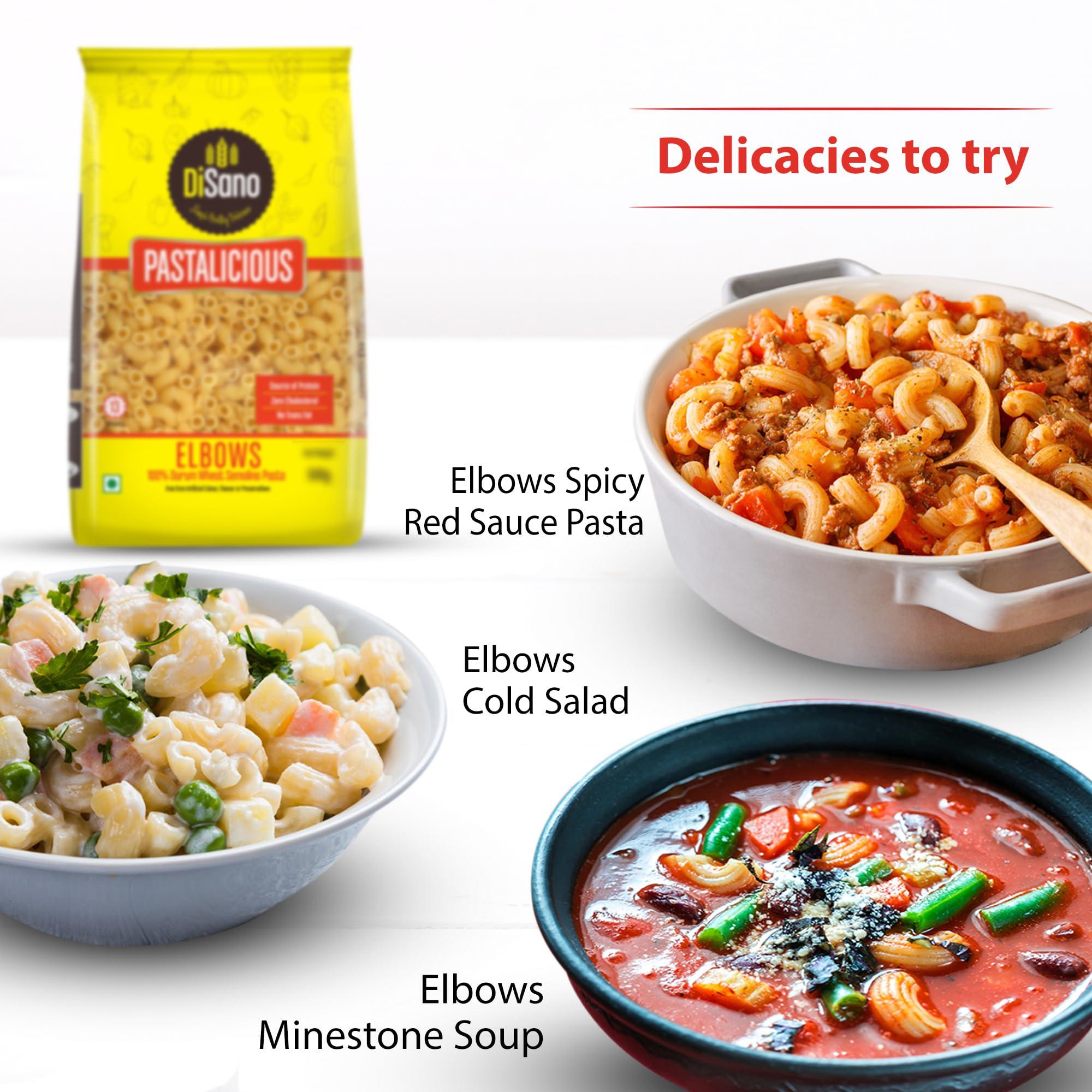 DISANO DiSano Pastalicious 100% Durum Wheat Fusilli Pasta, 500g & DiSano Pastalicious 100% Durum Wheat Macroni Pasta, Elbow, 500g