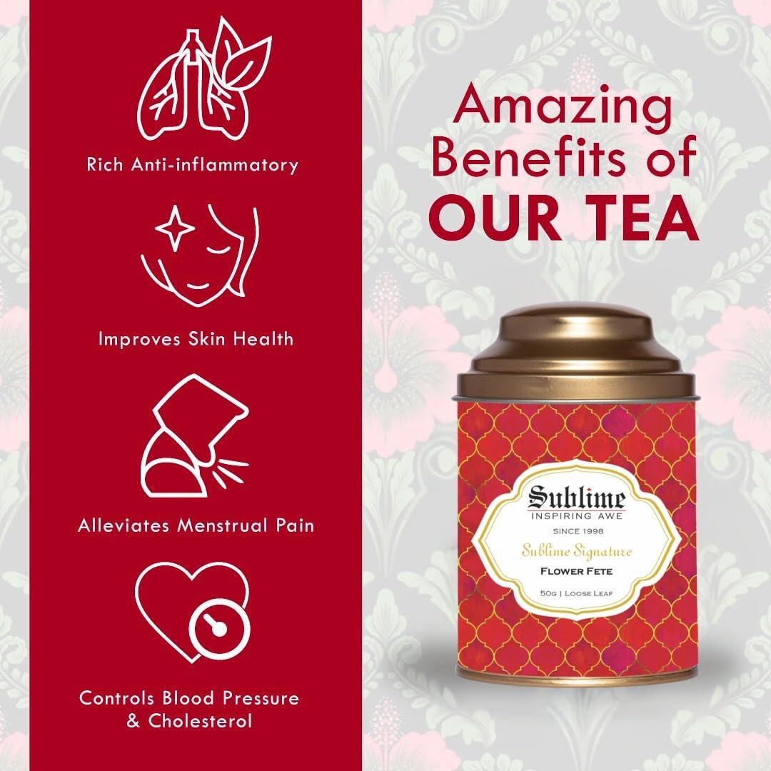 Sublime Inspiring Awe Sublime House of Tea | Flower Fete (50g) | Boosts Immunity and Gut Health, Great For Skin and Hair | Every Tea Lover's Delight