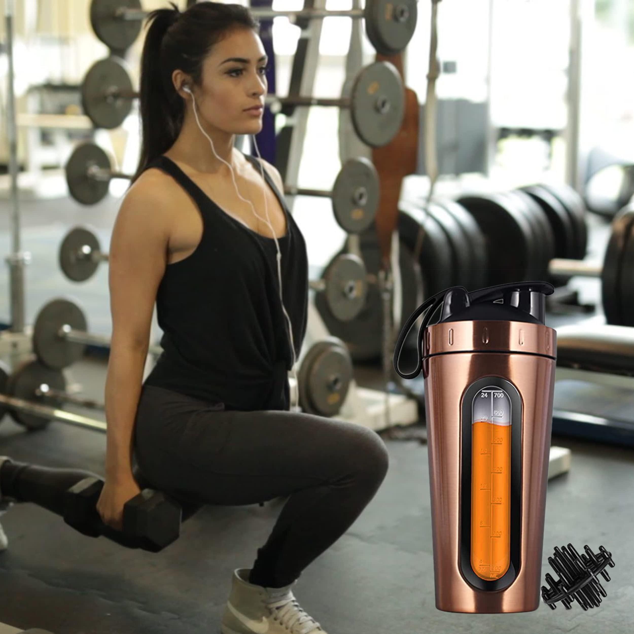 MYBURRGH MYBURRGH Steel Shaker Bottles For Protein Shake, Gym Bottles For Men Protein Shaker Bottle For Gym Shaker Bottles For Leakproof Bottle - Rose Gold, 850 ML