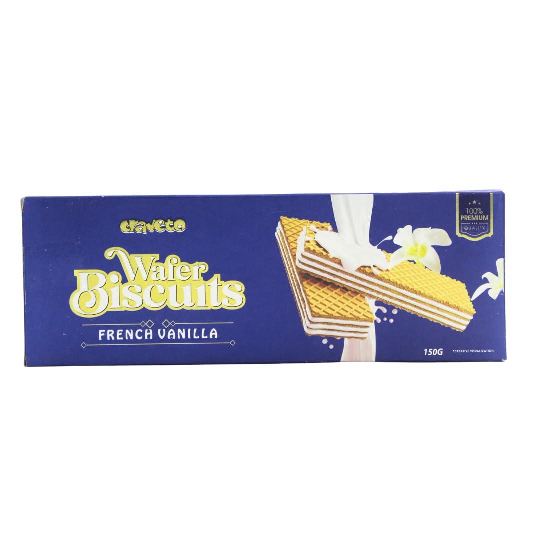 Craveto Craveto French vanilla wafer biscuits | A Symphony of Crisp and Creamy Delight | Vanilla lovers | 150 gms | Pack of 1
