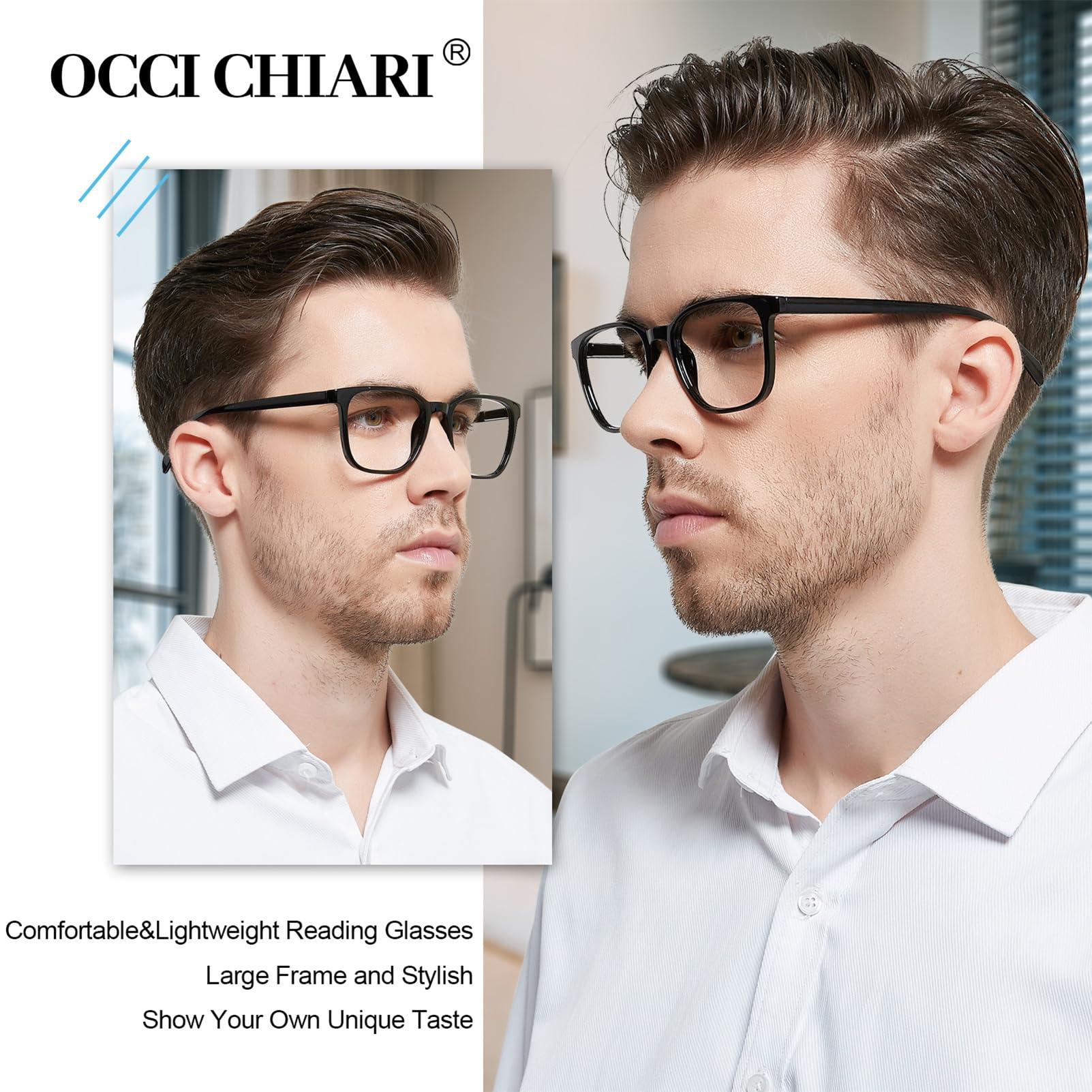 OCCI CHIARI OCCI CHIARI XL Reading Glasses Men Large head Comfortable Readers 1.0 1.25 1.5 1.75 2.0 2.25 2.5 2.75 3.0 3.5 4.0 5.0 6.0(2.75x Black)
