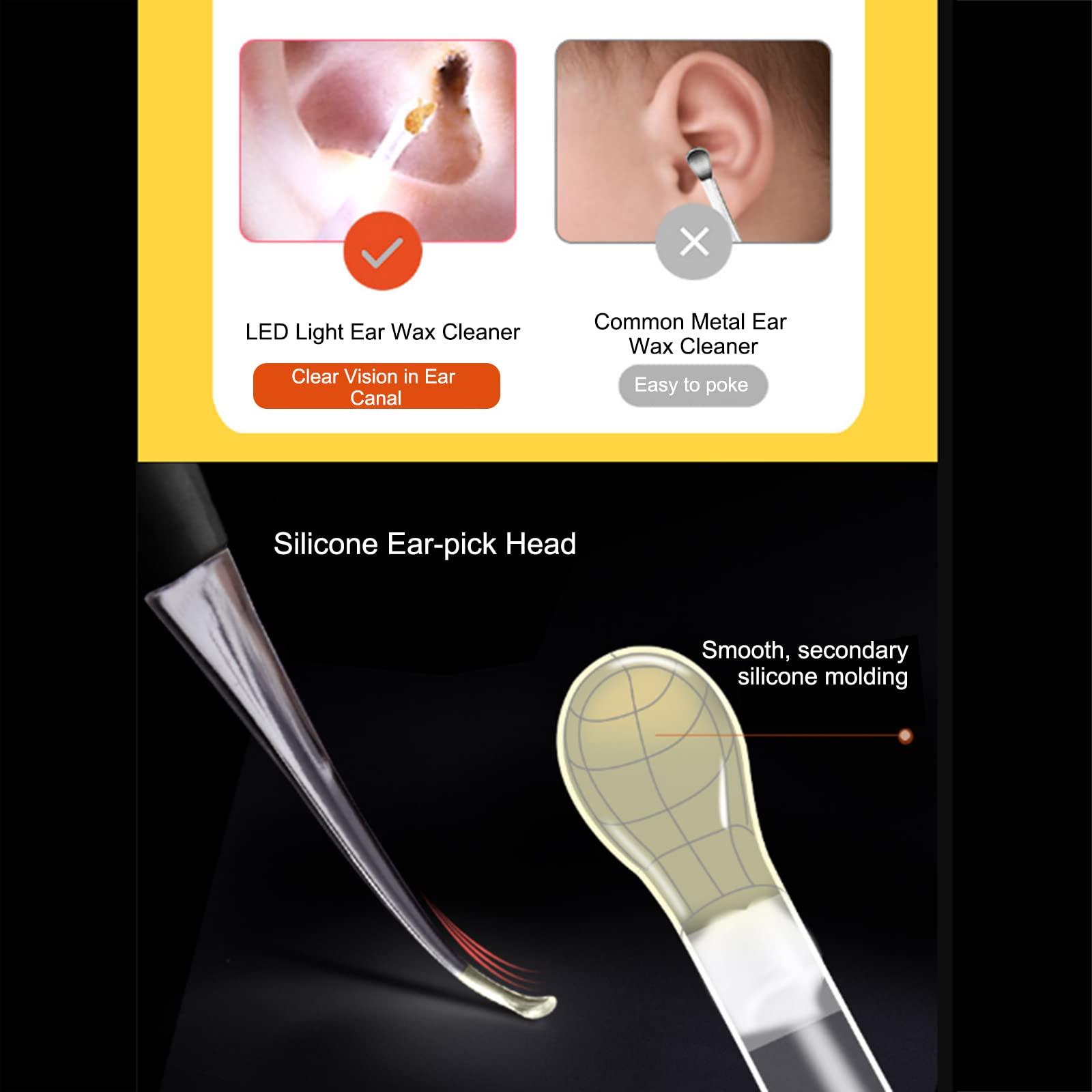 AIXING Baby Ear Wax Cleaner LED Light Ear Cleaning Earpick Earwax Remover Lnous Ear Curette Light Spoon Health for Adults & Kids