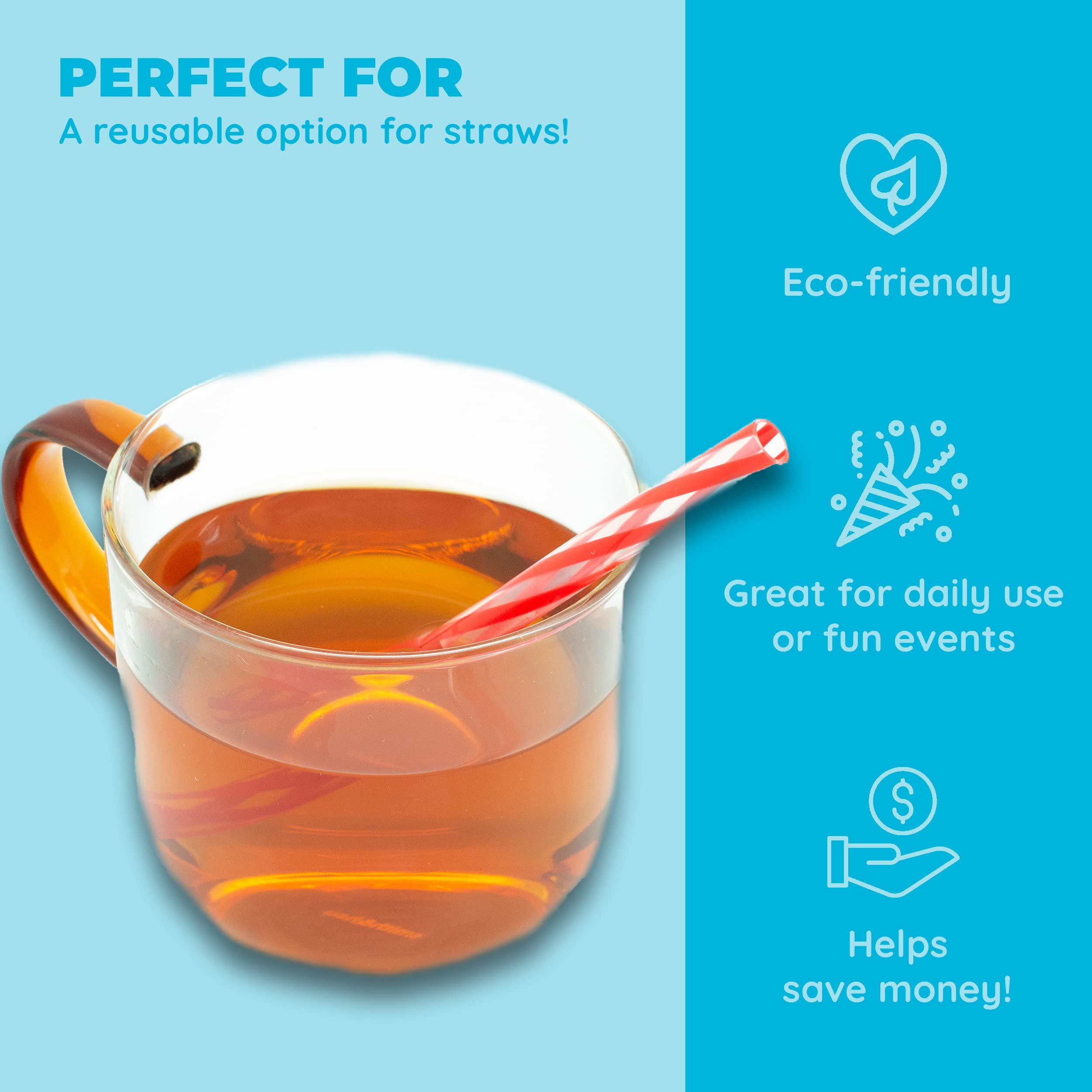 Jacent Jacent Plastic Reusable Kids Straws Plus Cleaning Brush, 6 Inch - 24 Count per Pack, 1 Pack