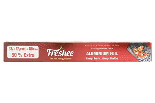 Freshee Freshee 50gm Aluminium Silver Kitchen Foil Roll Paper Pack of 3, 11 Micron Thick, Food wrap, Disposable, Food Parcel, Fresh Food