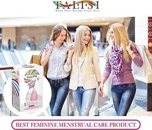 Talisi Menstrual Cup Reusable Menstrual Cups Set of 2 Large & Small Soft Cups Period Cup Feminine Hygiene Products Alternative Period Protection to a Tampons and Feminine Pads Cup Menstrual