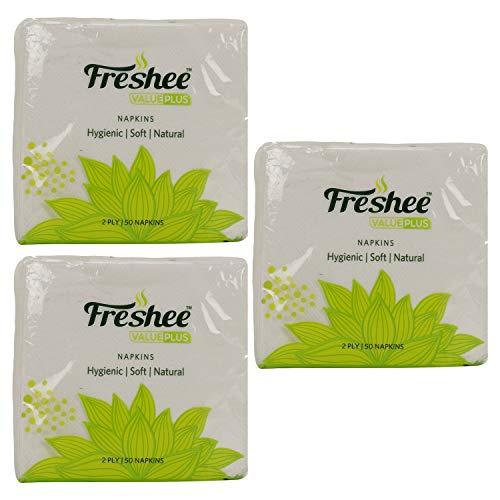 Freshee Freshee 50 Sheets 2 Ply Pack Of 3 Tissue Paper, Hygience And Fresh Tissue Made With 100% Virgin Fibre, Value Plus Range Of Disposable Tissue