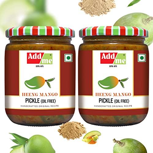 Add me Add me Hing achar Mango Pickle 1Kg Without Oil. heeng aam ka Pickles 2 x 500gm Glass Pack