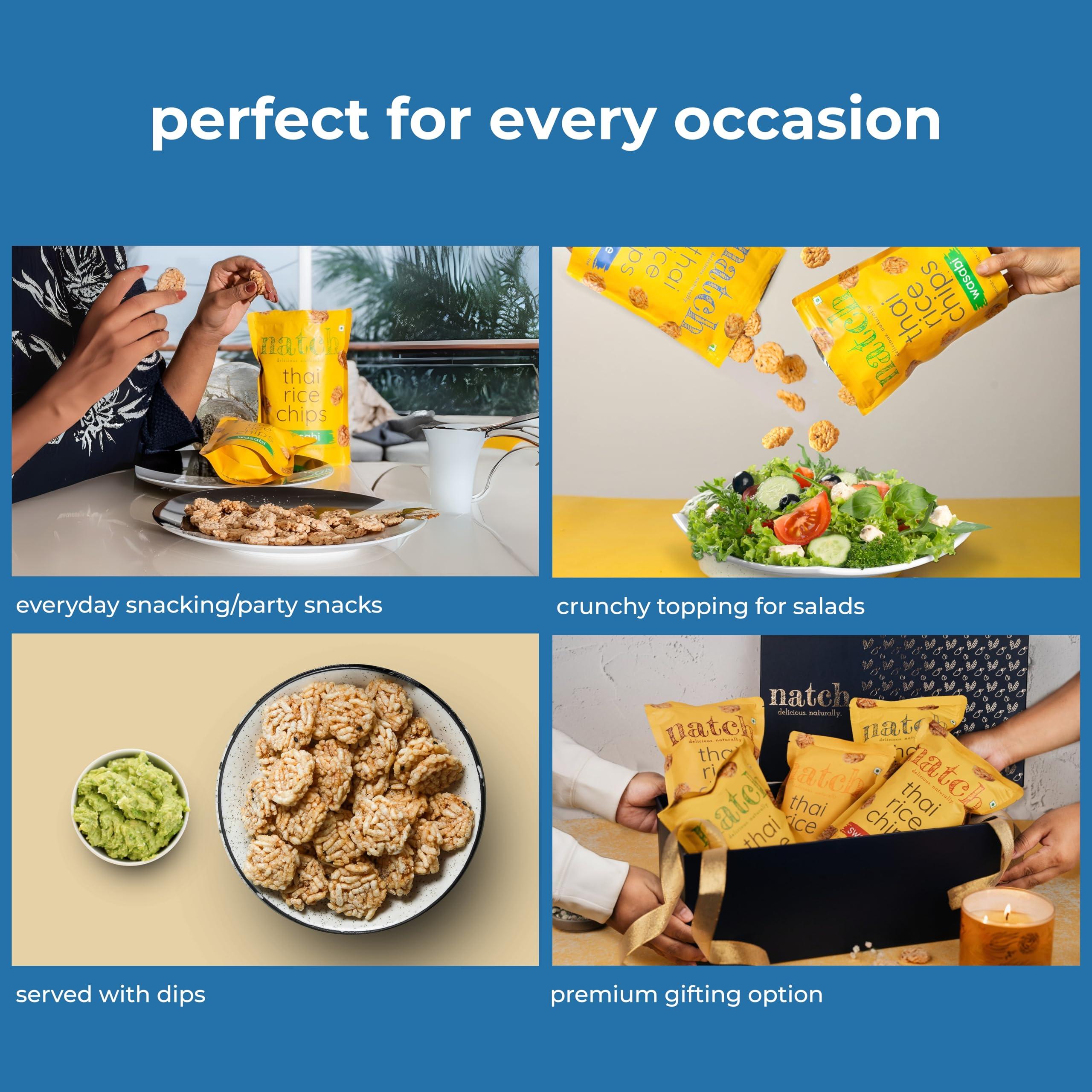 natch Natch Thai Sticky Rice Chips, Gluten Free, Party Family Pack, Vegan, All Natural Crunchy Crackers (Sesame) 100 Gm (Pack of 3)