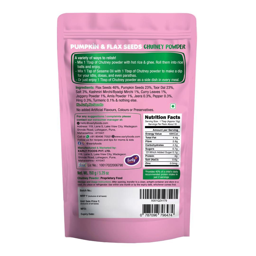 Early Foods Early Foods - Pack of 2 Pumpkin Seeds and Flax Seeds Chutney Powder | Instant Chutney Podi | Idli Dosa ChutneyPodi150g