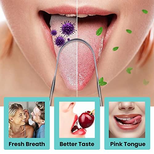 KN FLAX [2 pack] KN FLAX Tongue Scrapper Reduce Bad Breath, Maintains Oral Care, 100% BPA Free Metal Tongue Scraper Cleaner, Tongue Cleaner for Adults and Kids, Easy to Use with Non-Synthetic Handle