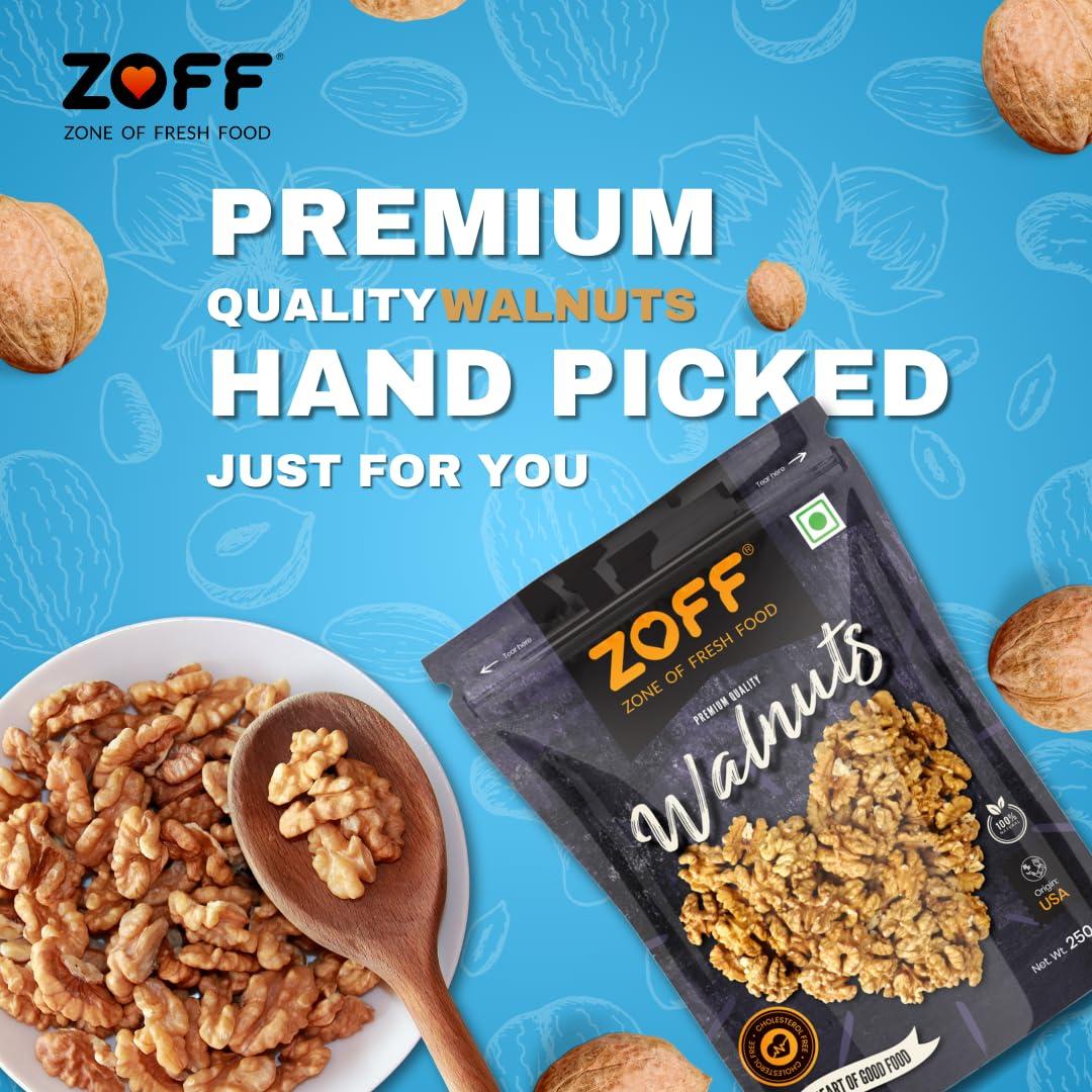 Zoff Zoff Premium Daily Needs Mixed Dry Fruits Combo - Almonds, Cashews, Raisins, Roasted Pistachios, & Walnut Halves 250g Each | Premium Zip Lock Pouch | Net weight - 1.25Kg