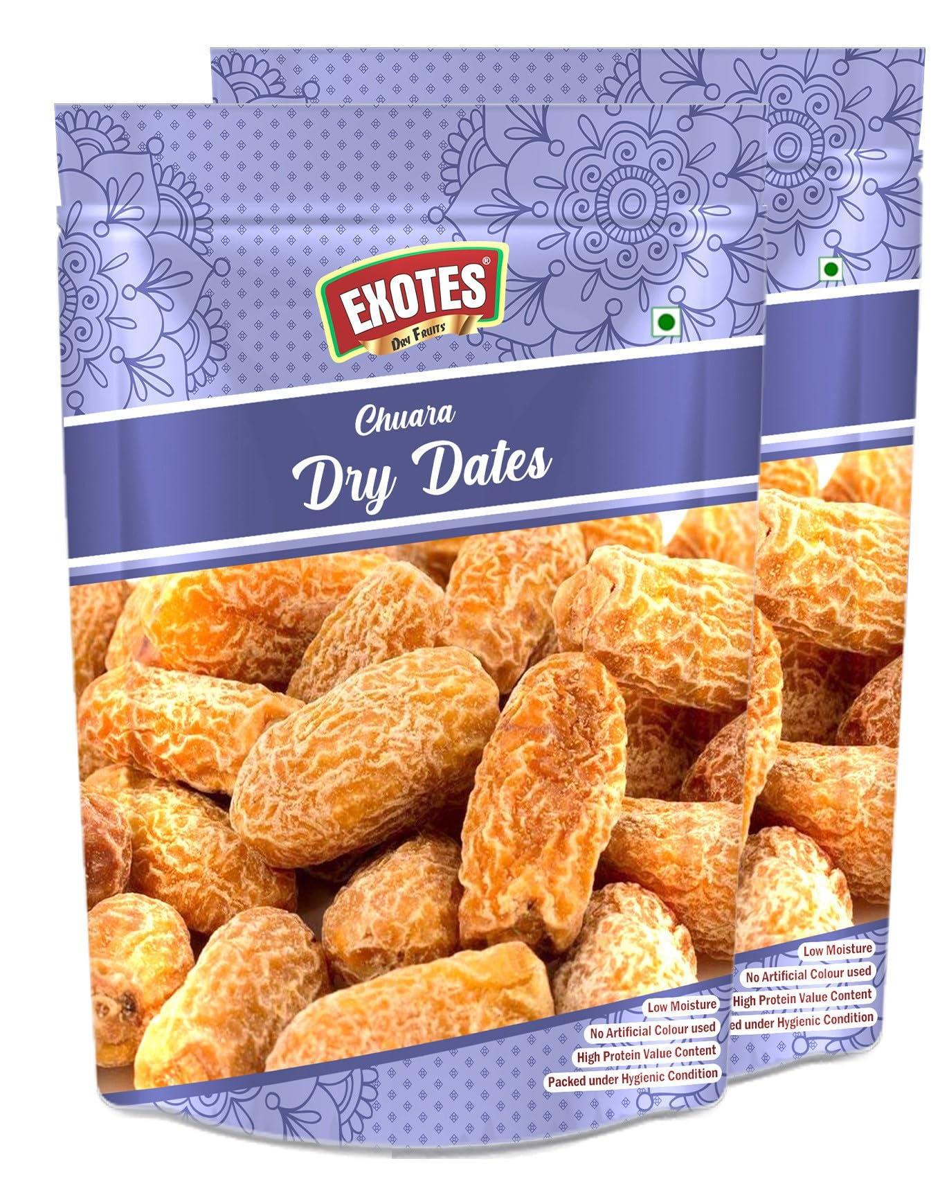 Exotes Exotes Premium Dry Fruits (Dry Yellow Dates/ Peela Chuara), 2 X 250 g