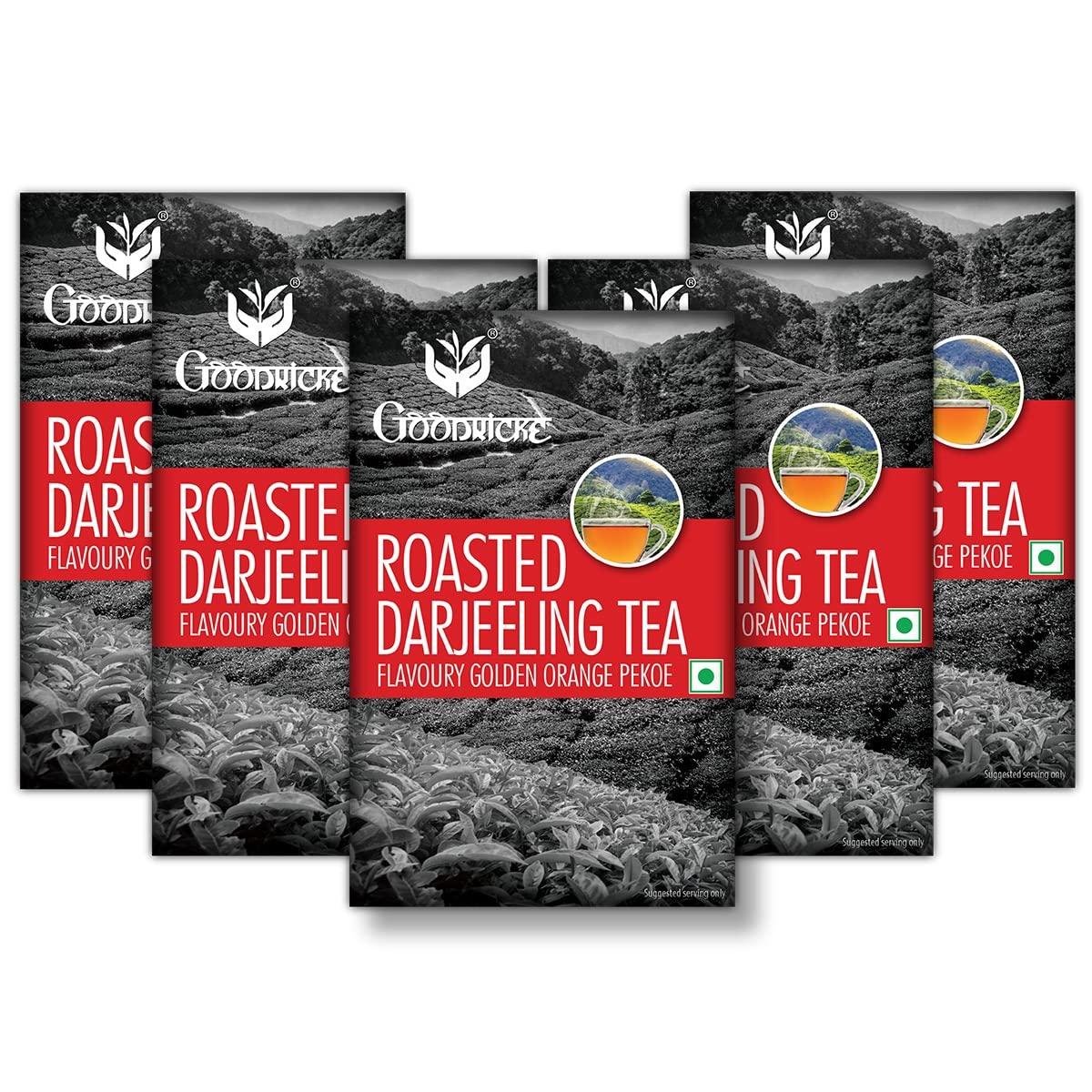 GOODRICKE GOODRICKE Roasted Darjeeling Tea-100 Gm(Pack Of 5) 100% Pure & Original Whole Long Loose Leaves Flavoury Golden Orange Pekoe Black Tea