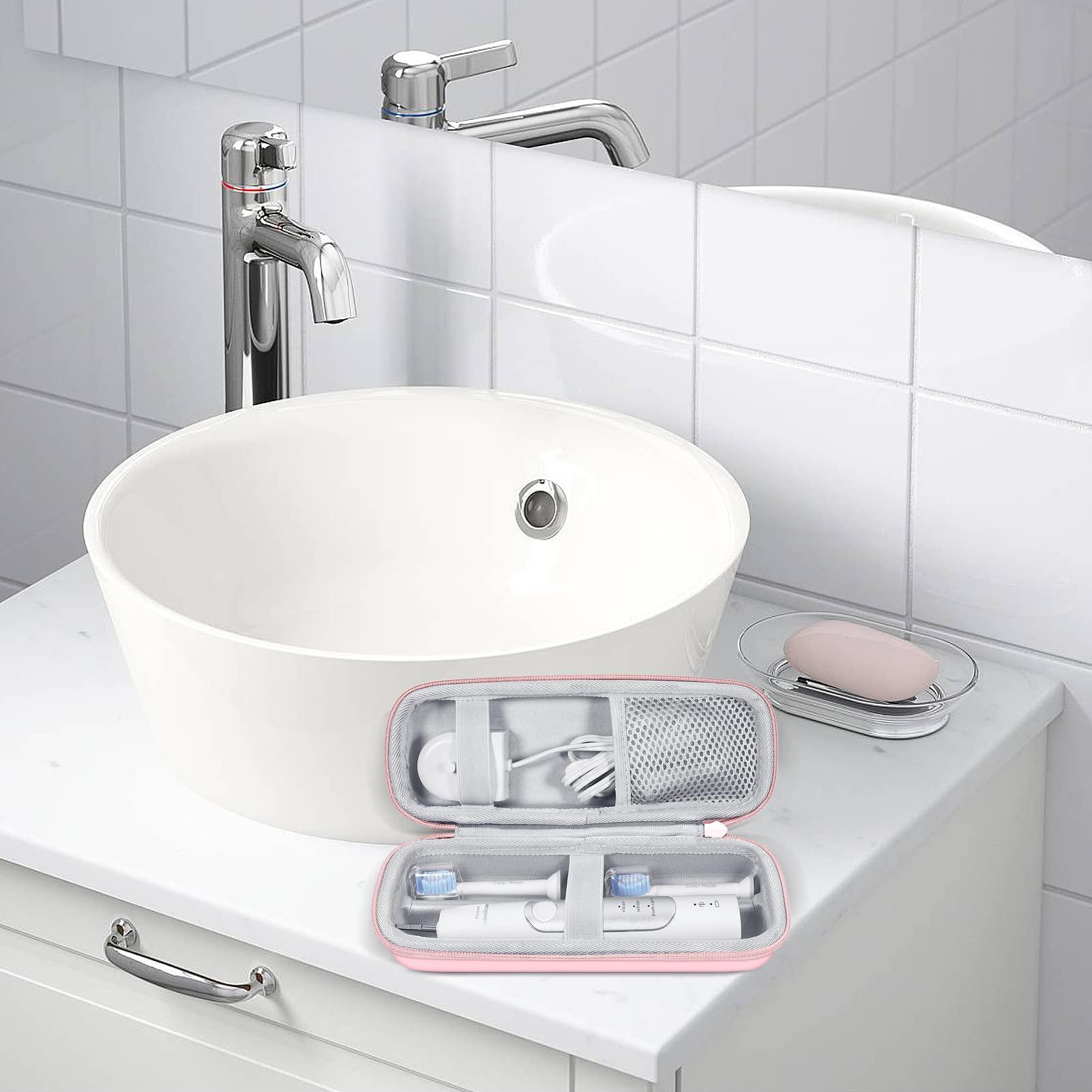 ZORETCO ZORETCO Toothbrush Hard Travel Case Compatible with Philips Sonicare Protectiveclean 4100,5100,6100,6500 Fits for Oral-B Pro 1000,1500,2000,3000,3500 Electric Toothbrush Travel Bag (Pink)