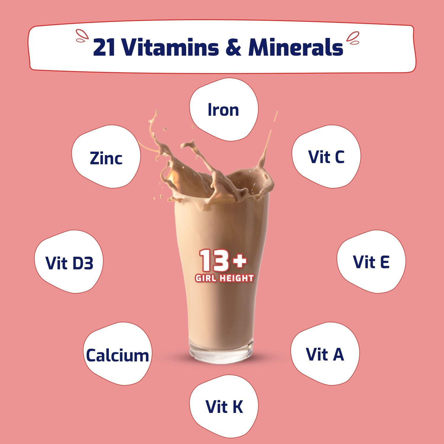 Gritzo Gritzo SuperMilk Height+ (13+y Girls), 13g Protein (Double Chocolate, 1kg) | Zero Refined Sugar, 21 Vitamins & Minerals