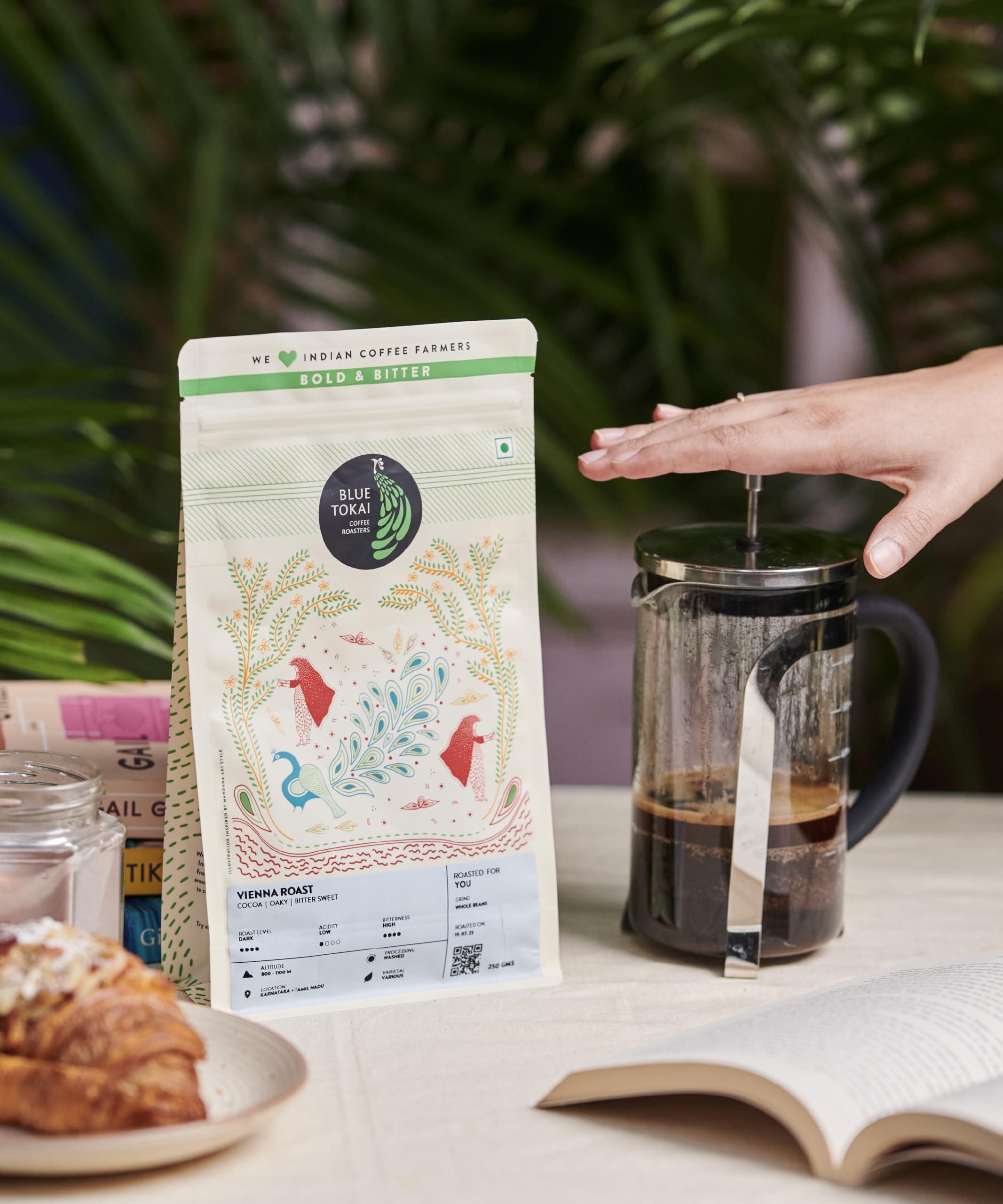 Blue Tokai Coffee Roasters Blue Tokai Coffee French Press Kit Gift Pack | Buy French Press 600ml |Get Free Vienna Roast - Dark Roast (French Press Grind) Grounded Arabica Coffee 250g