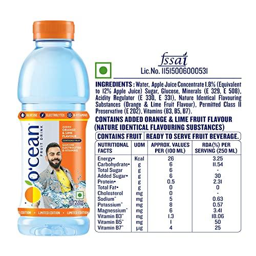 O'CEAN Ocean Fruit Drink Pink Guava 500 ML (Pack of 6) and Orange & Lime Fruit Flavour 500 ML (Pack of 6)